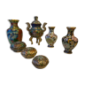 lot de vases en bronze et emaux cloisonnés
