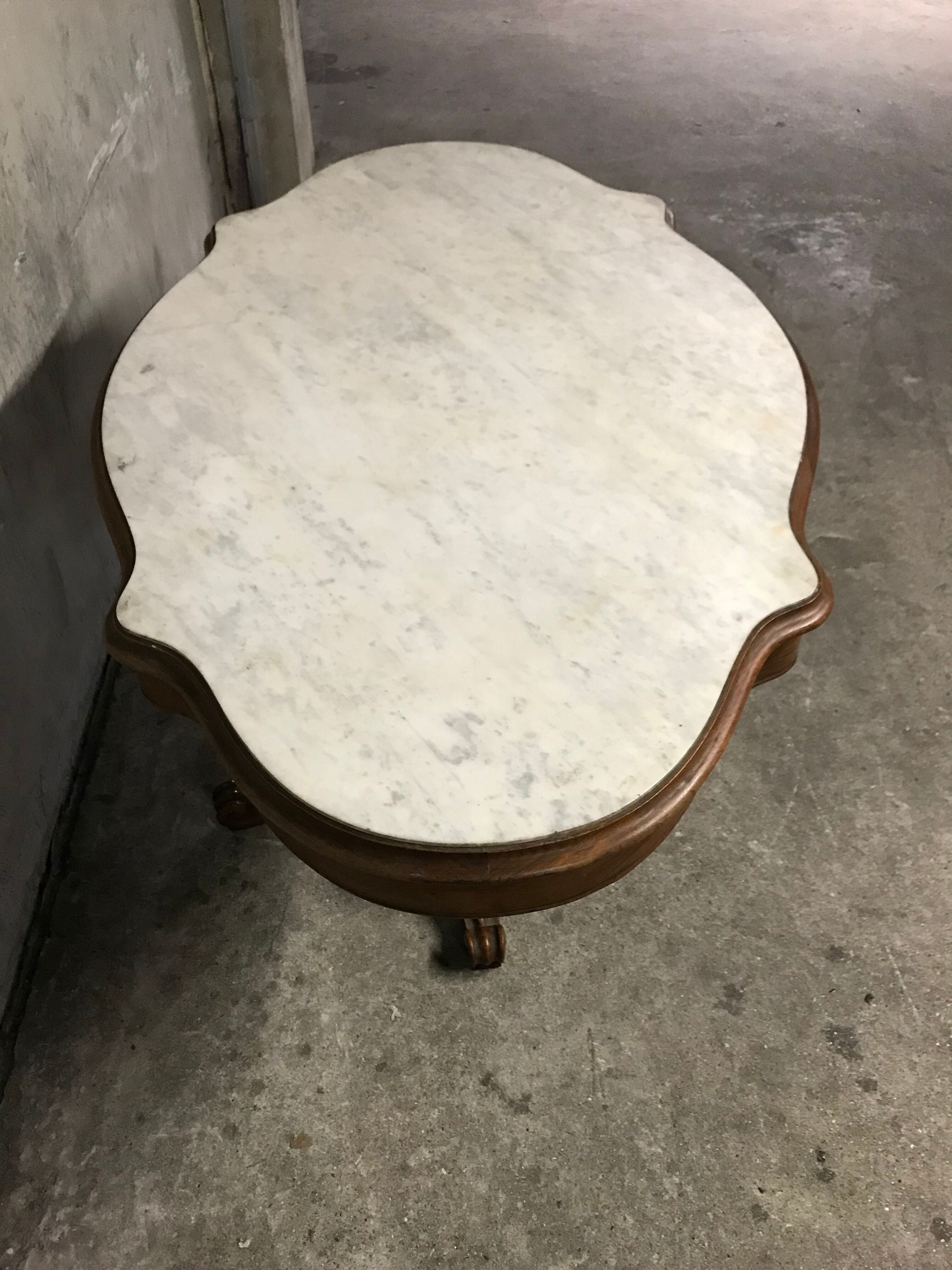 Side table Louis Philippe walnut and marble