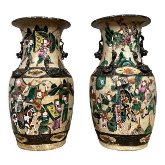 Pair of ceramic vases from China commonly known as Nanjing porcelain
