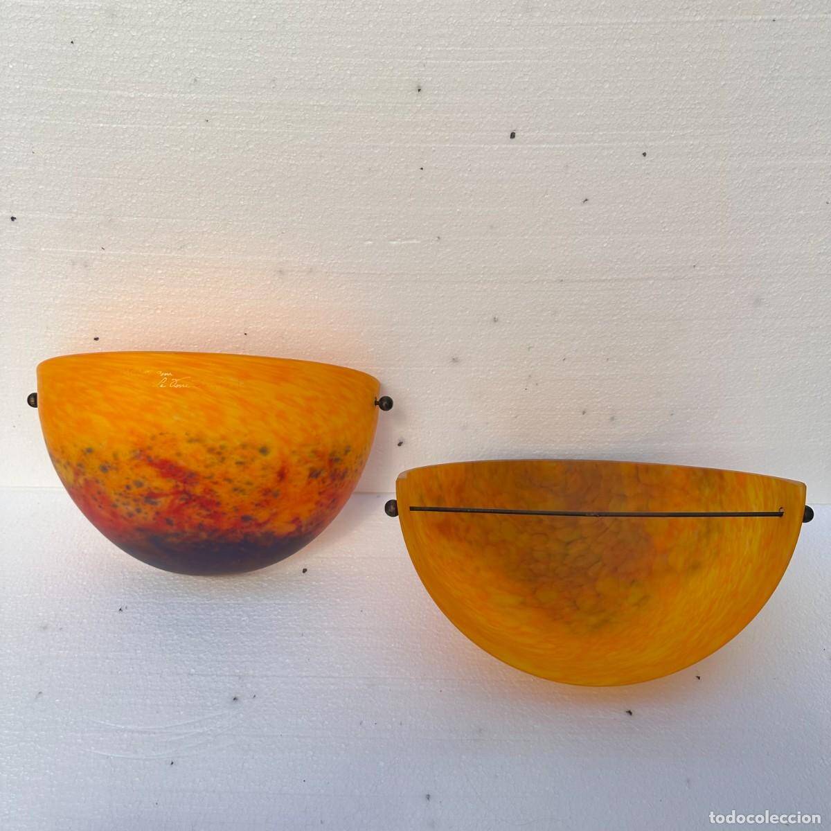 Pair of wall lights, bent glass, Patrick Crespin Le Verre Français, 90s