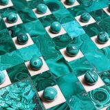 Vintage octagonal solitaire ring in malachite and bakelite from the 1950s-60s