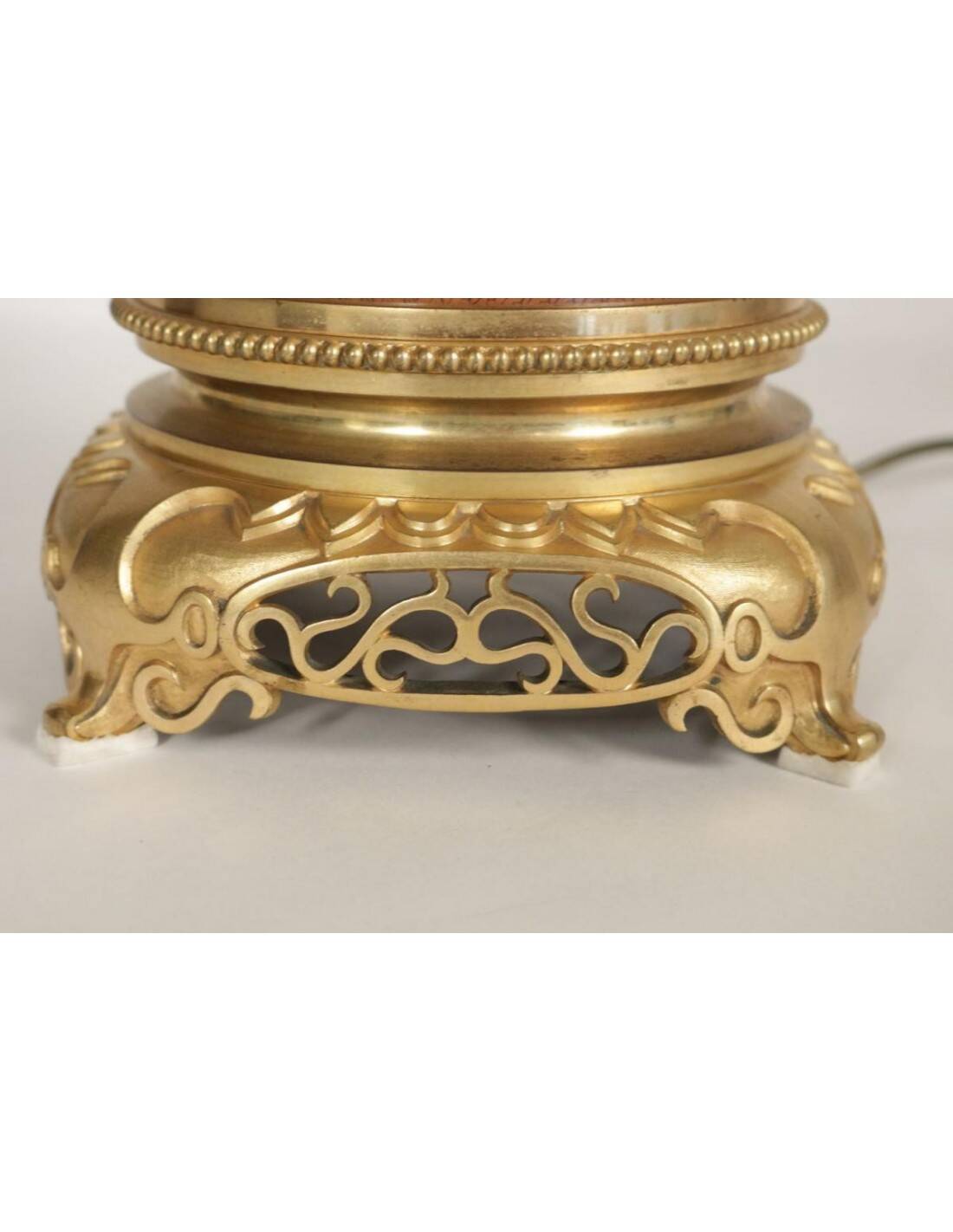 Early 20th century Chinese lamp, porcelain and gilt bronze