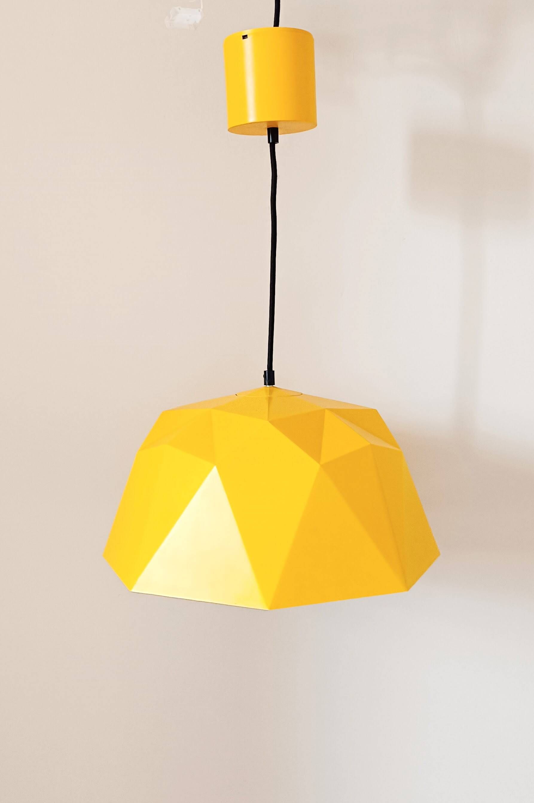 Vintage Bakelite origami-shaped yellow pendant light