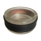 Empty pocket in glass and leather round neck from the 1970s