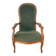 Voltaire armchair in fine green velvet, late 19th - early 20th century.