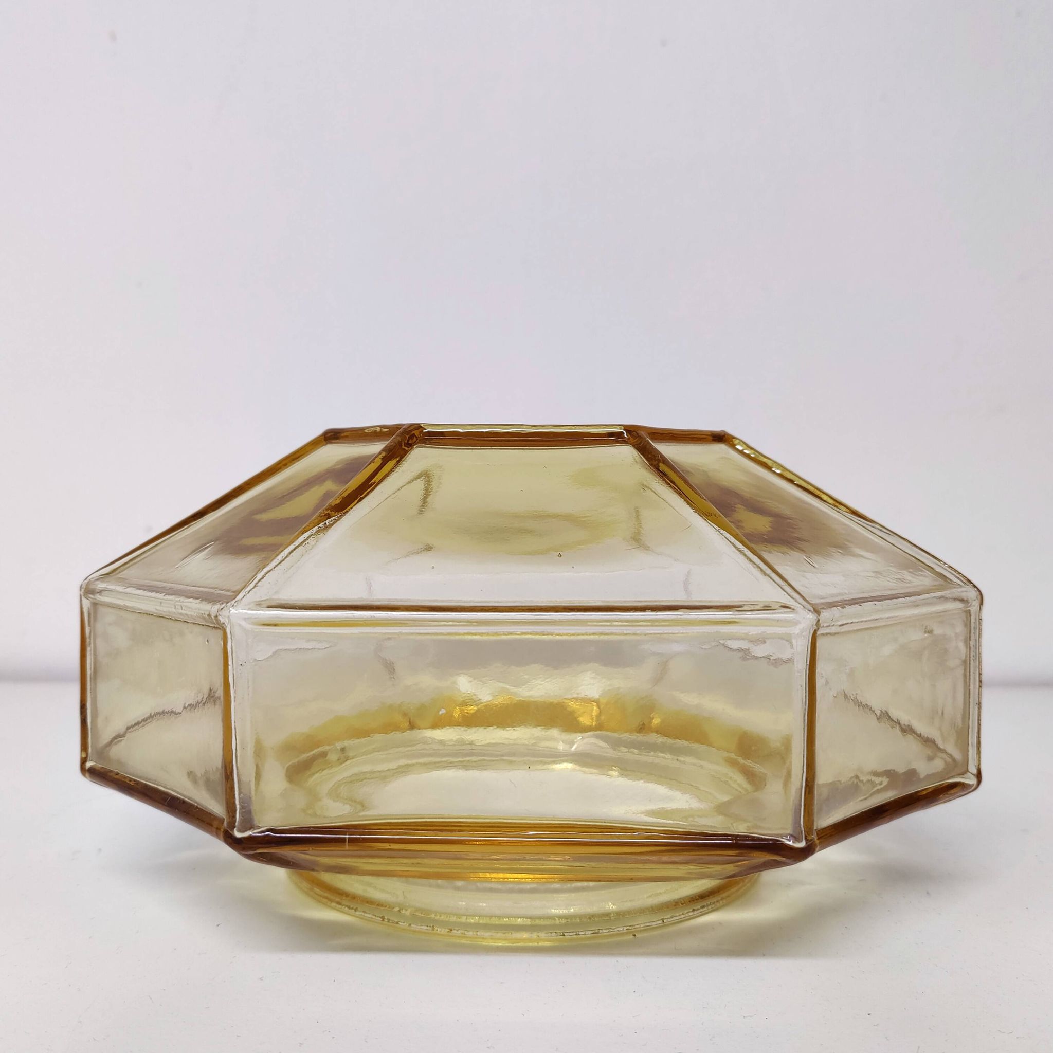 Italian wall lamp Ismos octagonal yellow glass 70s