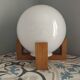 Table lamp in opaline and vintage wood