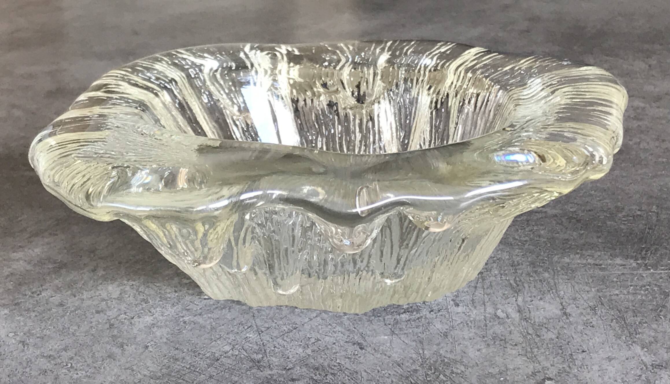 Blenko ashtray, pocket emptier in modernist glass, brutalist design, 1960