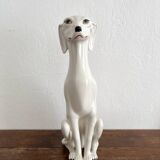 Chaumette vintage ceramic sitting white dog statue