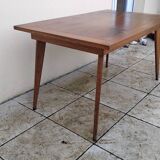 Vintage oak table with tapered legs.