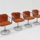 Set of 4 vintage chrome swivel dining room chairs 1970s