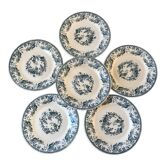 Set of 6 Terre de Fer Gien dessert plates model "Bouquet of roses" late nineteenth