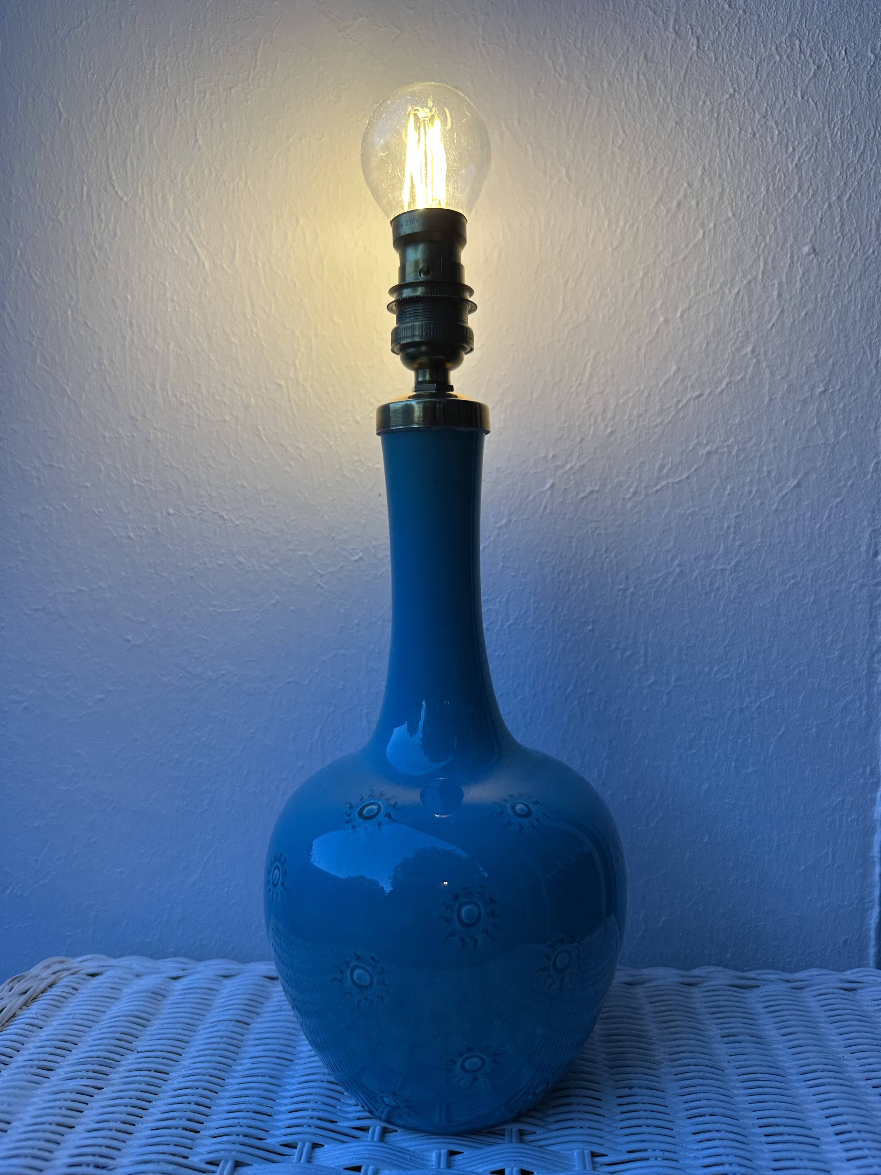 English ceramic lamp base Burmantofts Pottery England, 1880