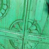 Old green wooden door
