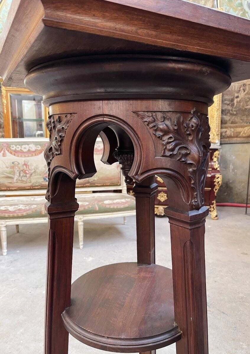 Sellette De Sculpteur D’époque Art Nouveau Attribué à Gauthier Poinsignon En Acajou