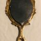 19th-style louis XV gilded bronze beveled hand mirror
