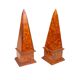 Pair of burl wood obelisks