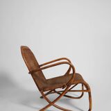 Paire de fauteuils en rotin et osier, années 1950.