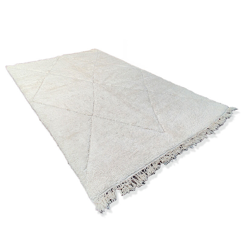Large Berber carpet white diamond 200x320 cm