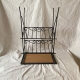 Table d'appoint et porte-revue vintage en fer forgé et carreaux de céramique