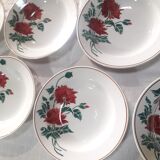 9 assiettes creuses Luxeuil HBCM fleurs et feuillages