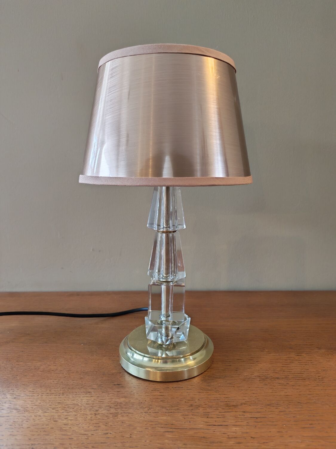 Adnet Art Deco style lamp, glass and brass