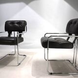 Mariani Tucroma set of two leather dining chairs by Guido Faleschini, 1970