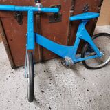 Old toy, Vintage blue wooden bicycle, child's room decor