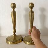 Pair of 29cm gold-plated brass candlesticks