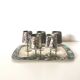 digestive service, glass and tray in silver metal Mexican abalone
