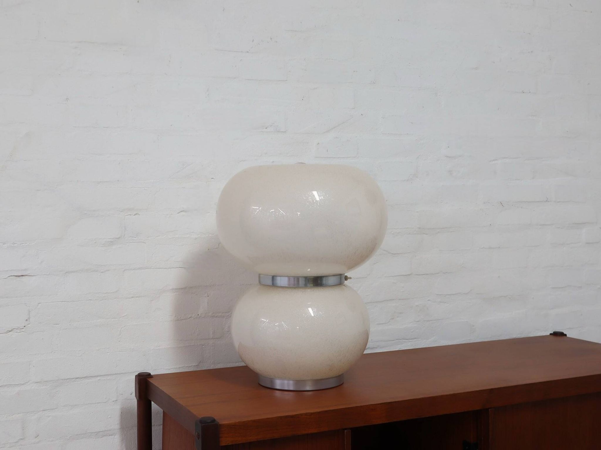 Murano pulegoso glass double shade table lamp Mazzega 1970s