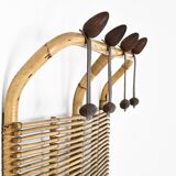 Italian rattan coat rack, 1960s