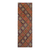 1970s Vintage Turkish Oushak Handmade Wool Cotton Red Runner Rug 70x213