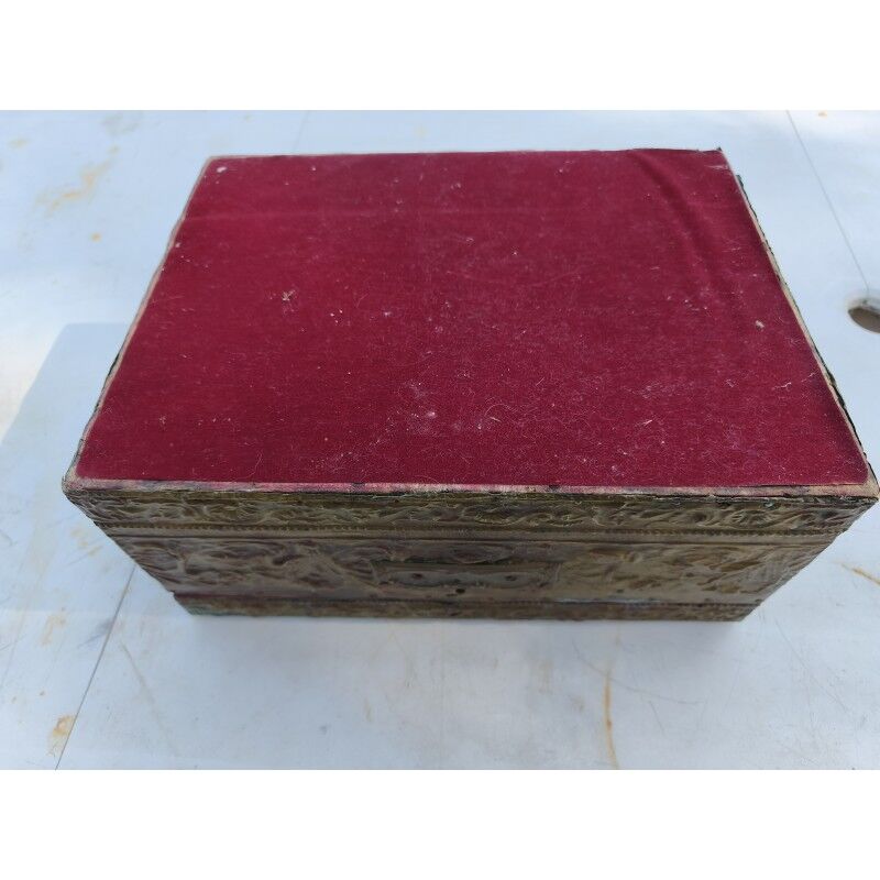 Antique repoussé brass box