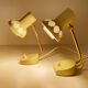 Pair of vintage 50s bedside table lamps, white yellow, laitonon, opaline