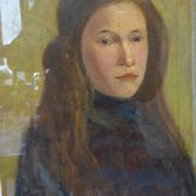 Portrait of a young girl, oil on cardboard 44 x 54 cm