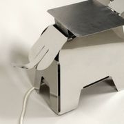 80s heavy metal chrome elephant floor lamp as side table Postmodern design
