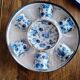 Set of 6 coffee cups and 6 sub-cups in white earthenware blue floral décor