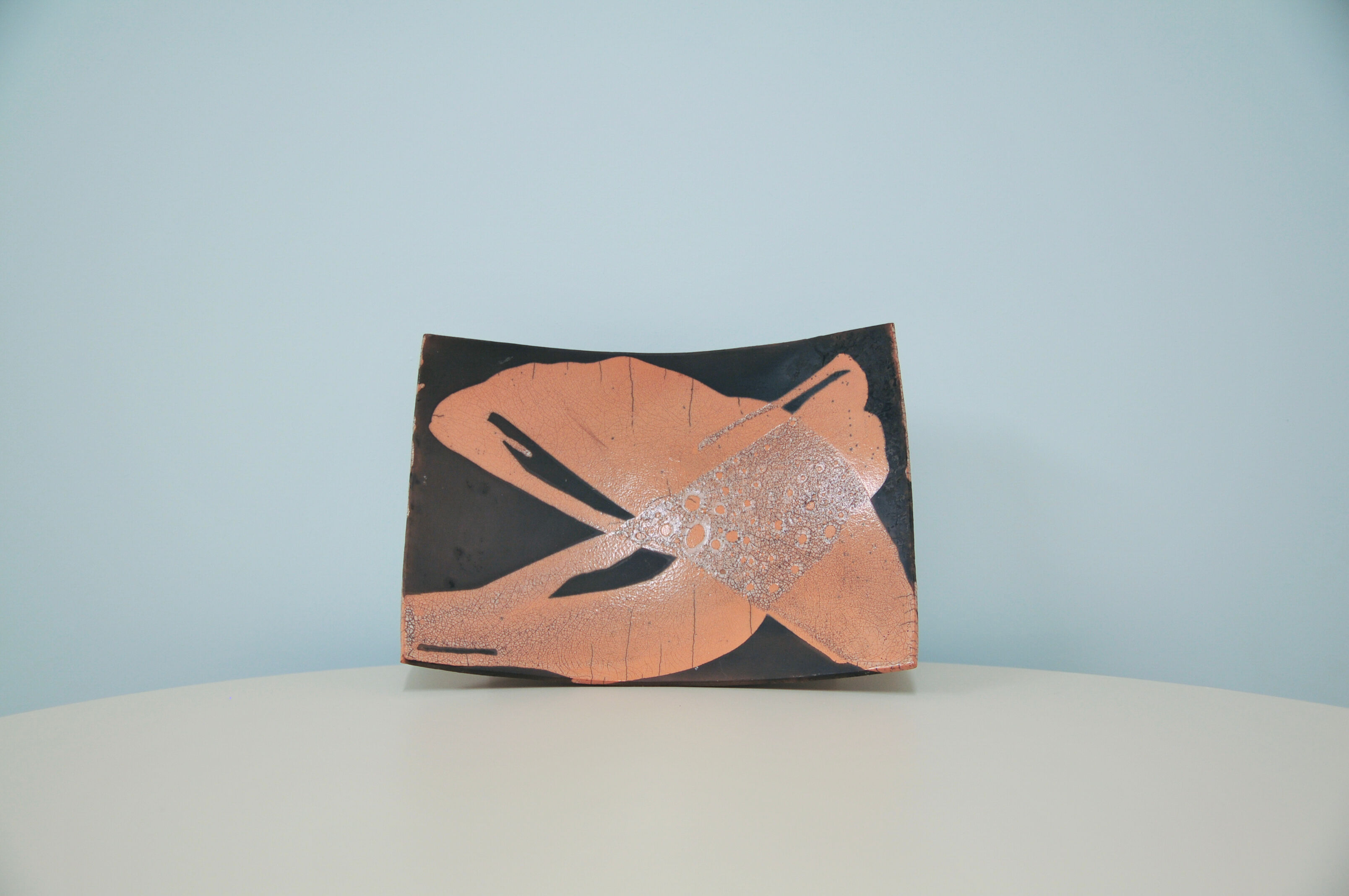 Original rectangular pink & grey bowl