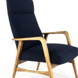 mid century vintage Fauteuil herenmodel 'Duivendrecht' donkerblauw | opnieuw bekleed