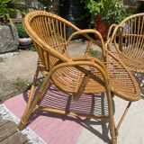 Pair of rattan armchairs