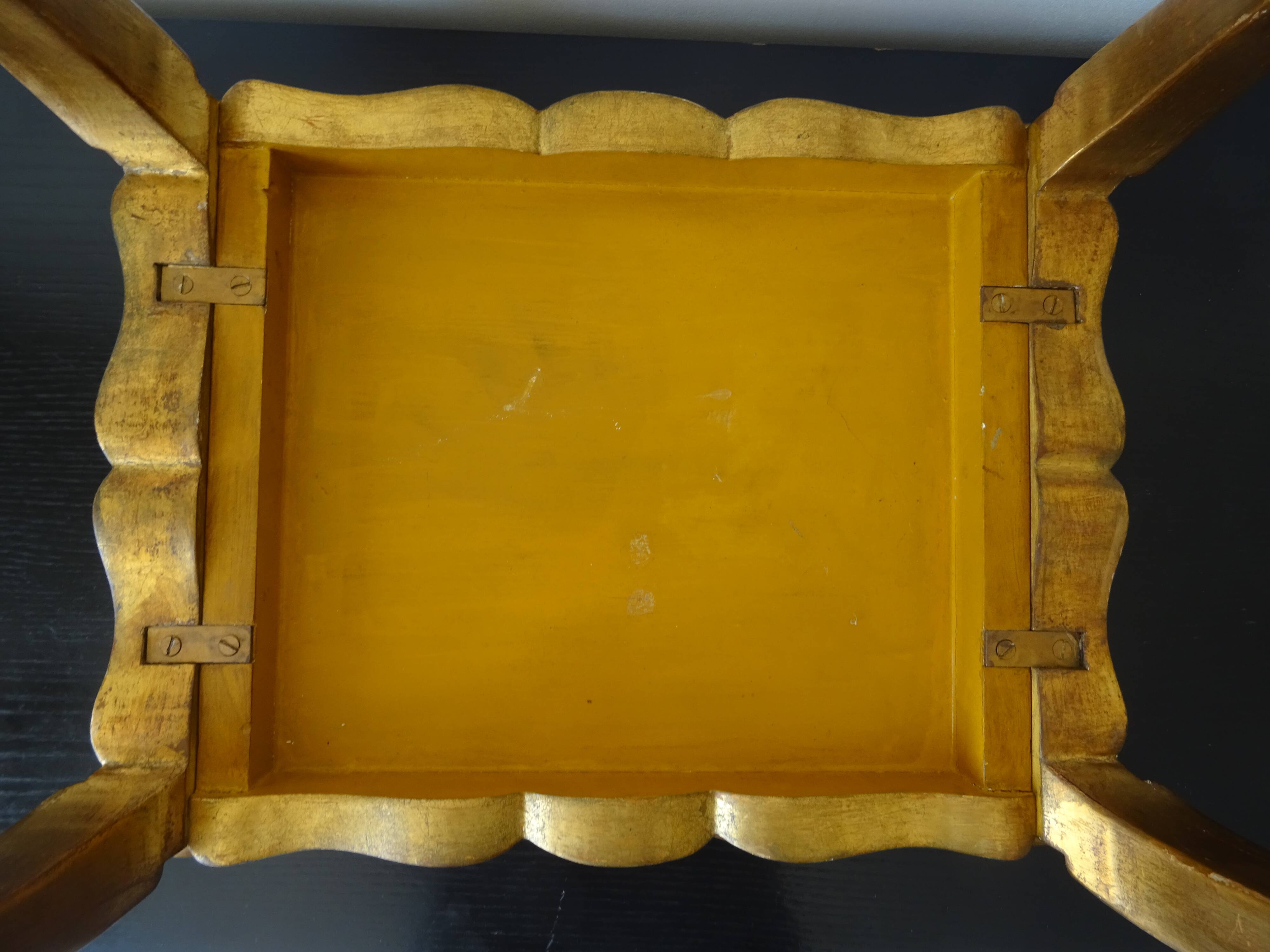 Side coffee table gilded wood decoration flowers year 60