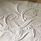 Old pure linen sheet embroidered and monograms