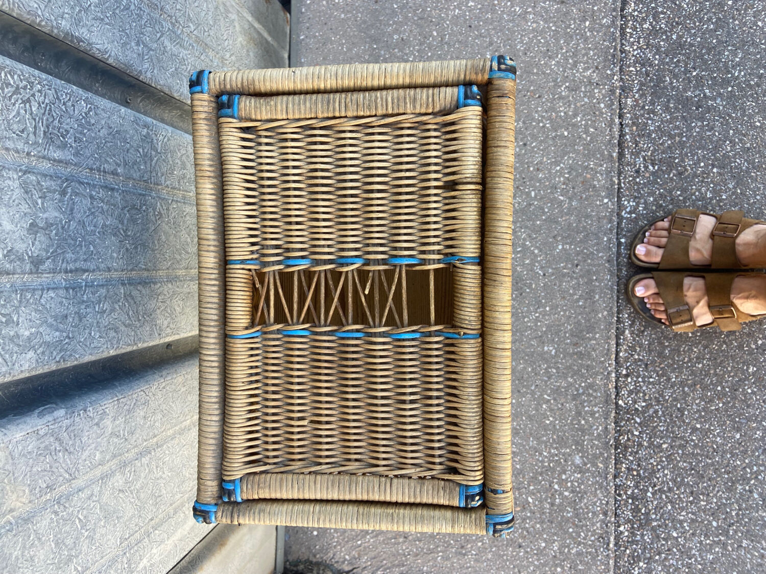 Vintage rattan storage unit