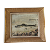 Oil on panel, trout, signed