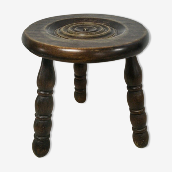 Tripod stool in turned wood
