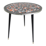 Round tiled table with mosaic, dining table, kitchen table, 1950s
