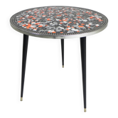 Table ronde carrelée avec mosaïque, table de salle à manger, table de cuisine, années 1950