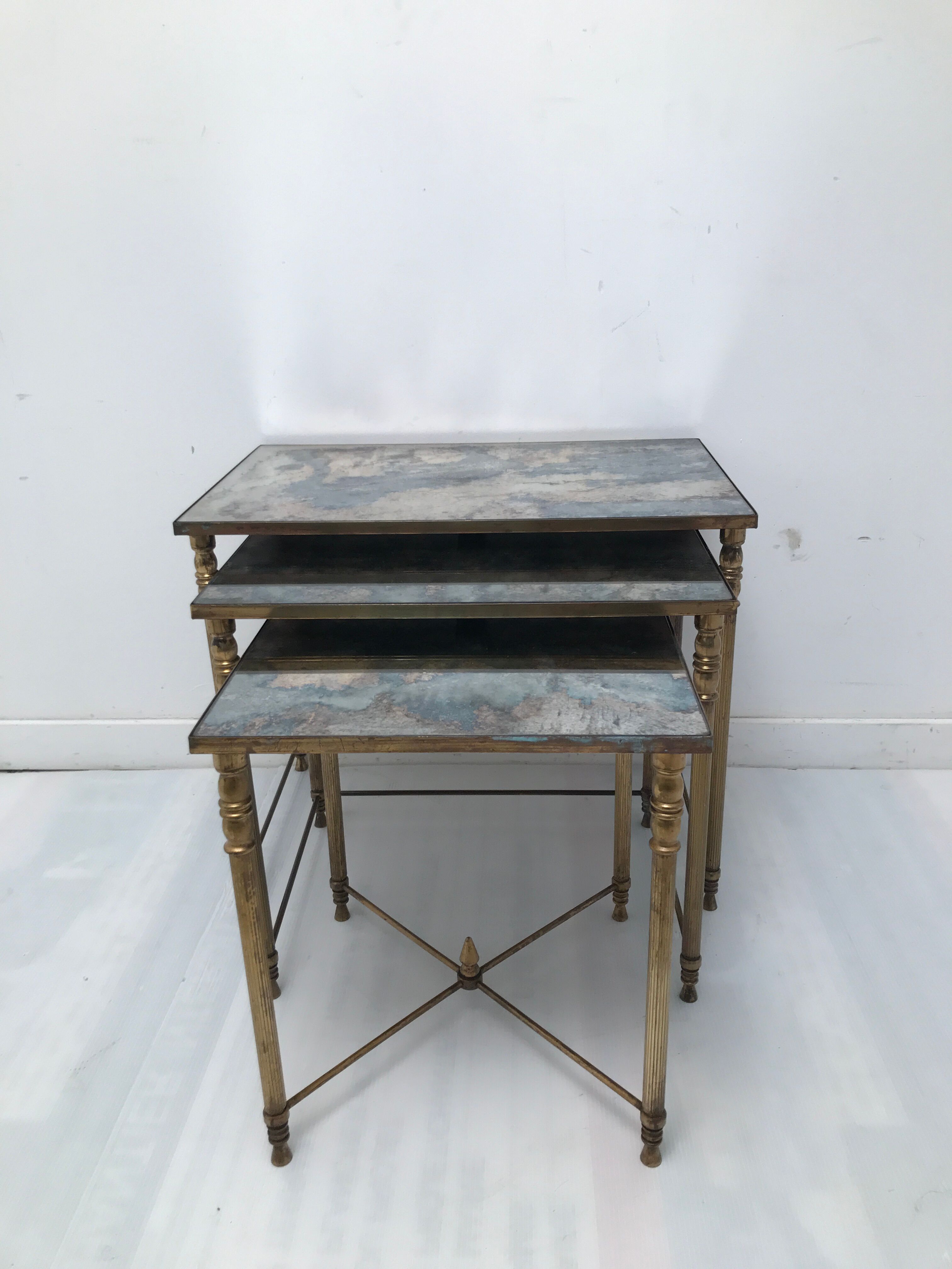 Tables with floorless smoked glass tray 50-60 years