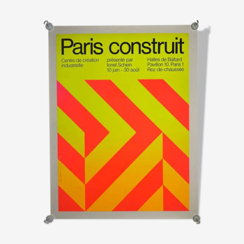 Affiche original Paris Construit 1970 par Jean Widmer - Petit Format - On linen